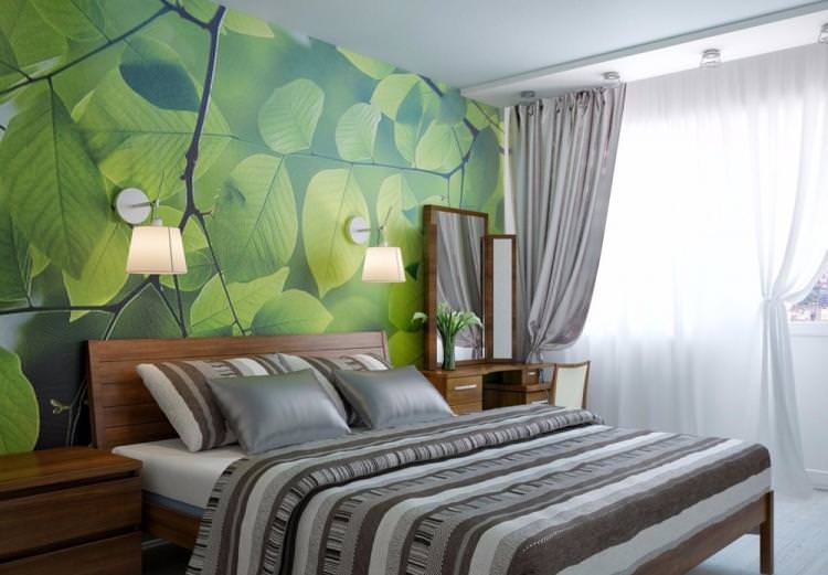 Зелена спальня 12 кв.м. - дизайн інтер'єру