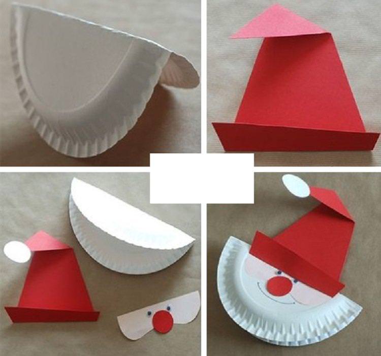 Дід Мороз із паперових тарілок - Новорічні вироби для дітей своїми руками