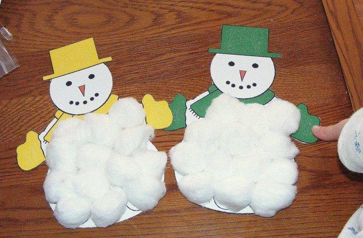 Сніговики - Новорічні вироби з вати для дітей своїми руками