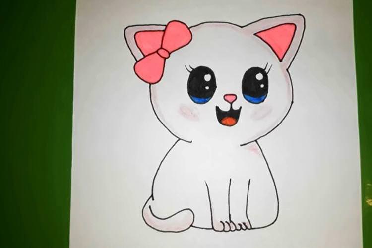Як намалювати красиву кішку гелевими ручками