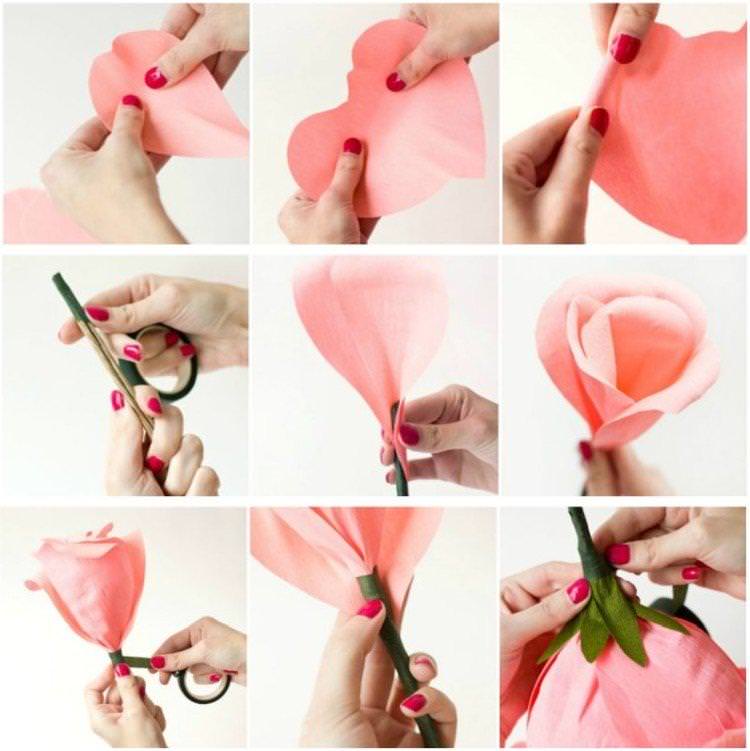Об'ємна троянда з гофрованого паперу - Як зробити троянду з паперу