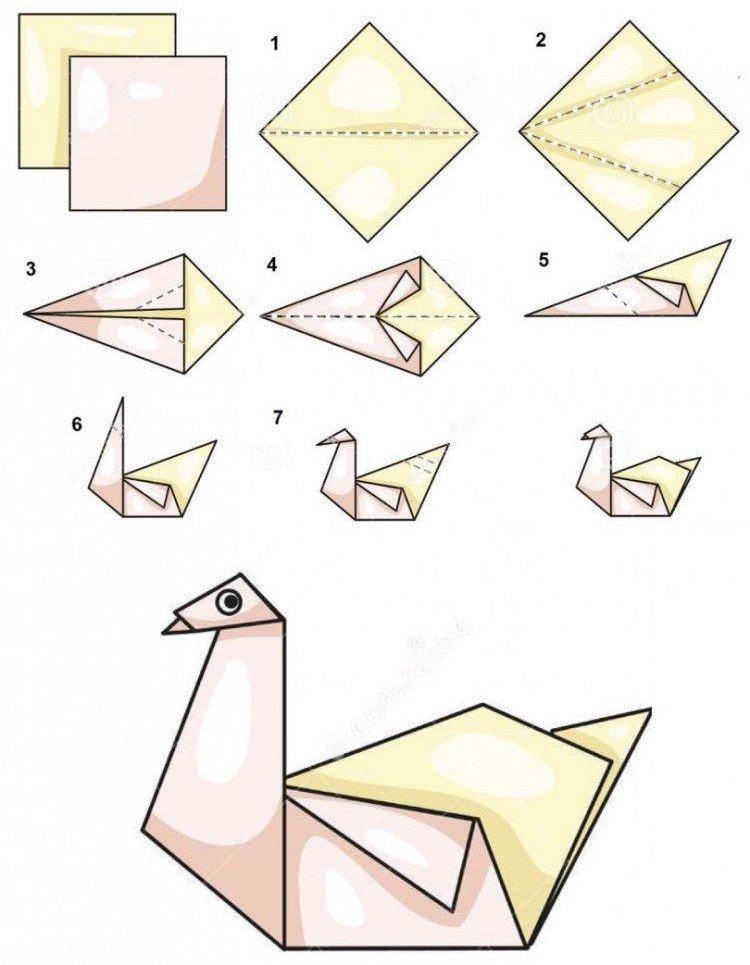 Оригами лебідь з паперу для початківців - як зробити