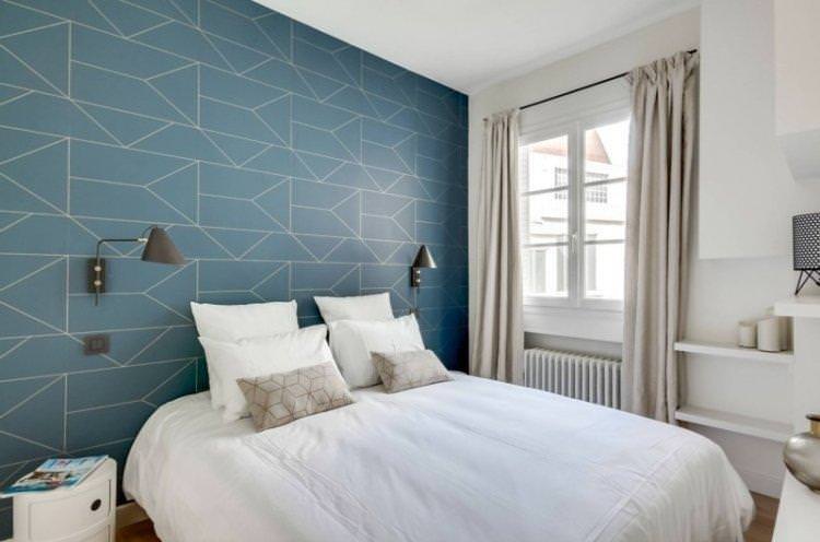 Синя спальня у скандинавському стилі - Дизайн інтер'єру