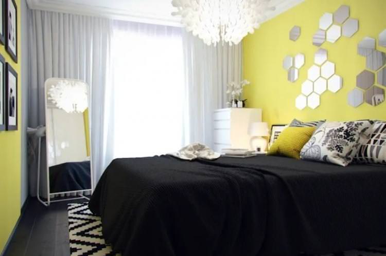 Жовта спальня у скандинавському стилі - Дизайн інтер'єру
