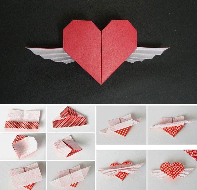 Паперове серце з крилами - Як зробити серце з паперу