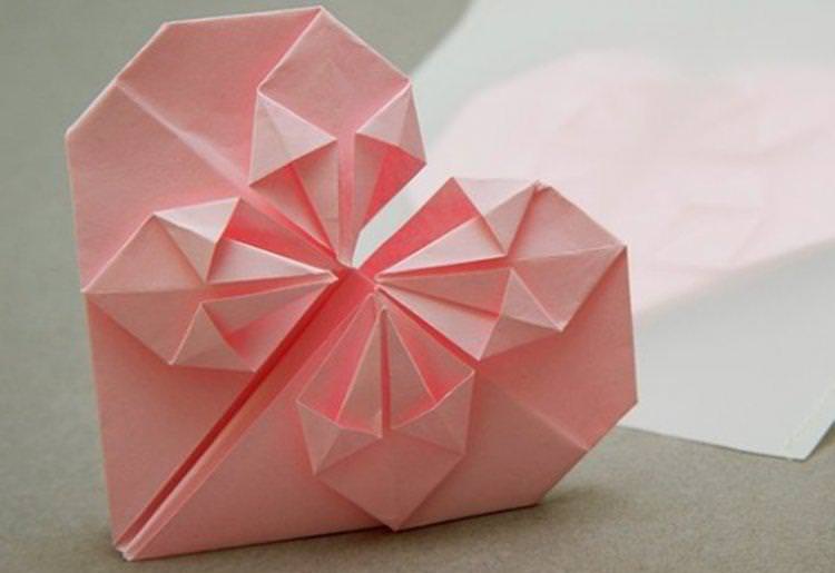 Оригами серце з квіткою - Як зробити серце з паперу