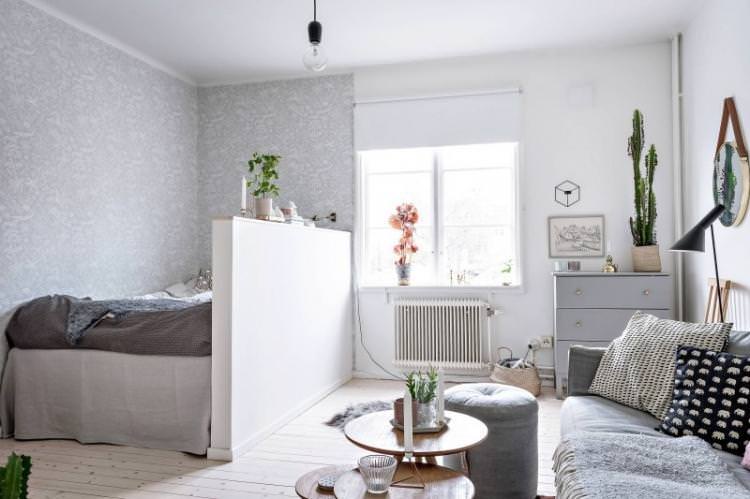 Спальня-вітальня у скандинавському стилі - дизайн інтер'єру фото