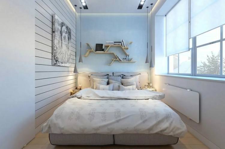 Прямокутна спальня – дизайн інтер'єру фото