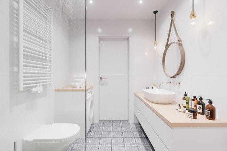 Прямокутна ванна кімната - дизайн інтер'єру фото