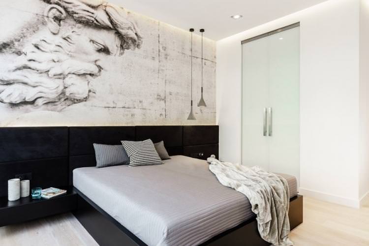 Чорна спальня у стилі мінімалізм - Дизайн інтер'єру
