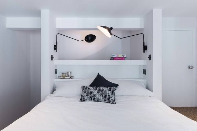 Люстра та світильники - Дизайн спальні в стилі мінімалізм