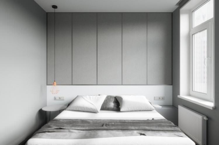 Дизайн спальні 12 кв.м. у стилі мінімалізм - фото