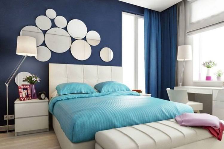 Синя спальня в сучасному стилі - Дизайн інтер'єру