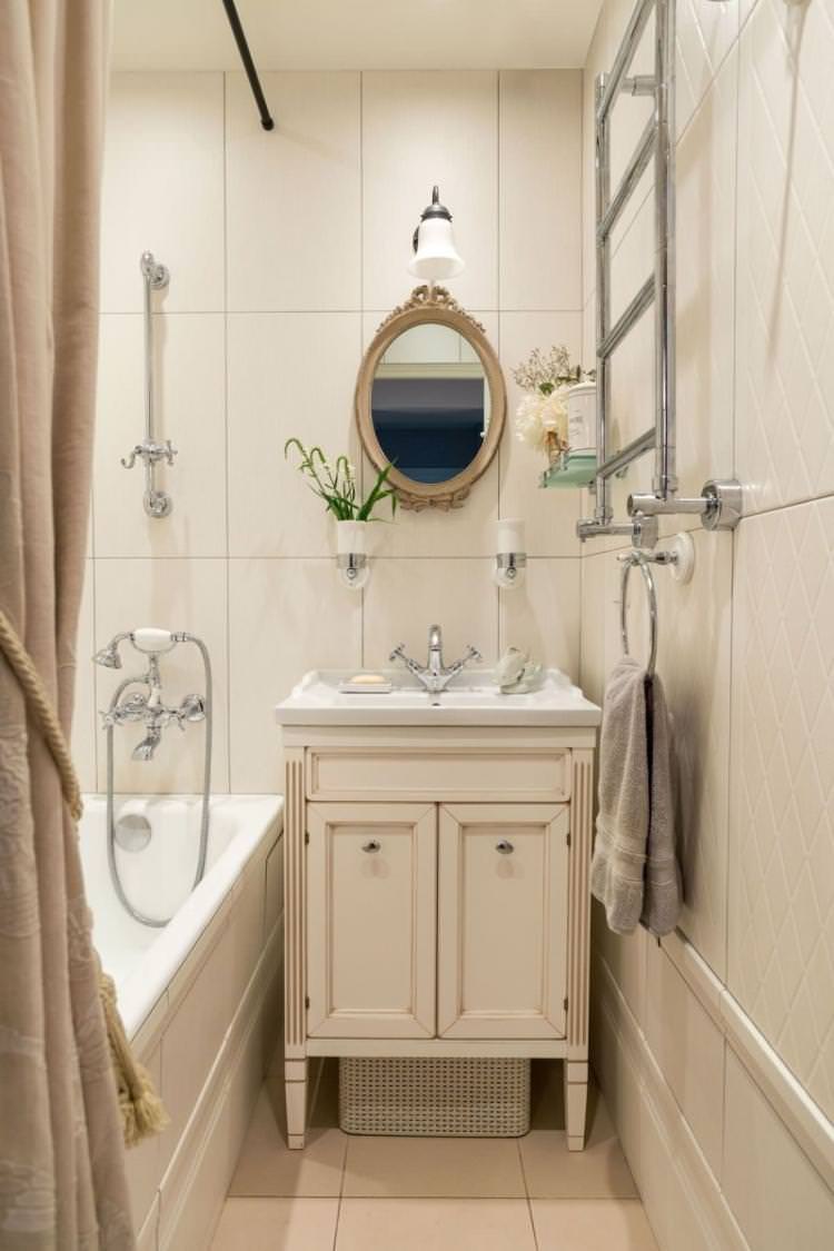 Вузька ванна кімната - дизайн інтер'єру фото