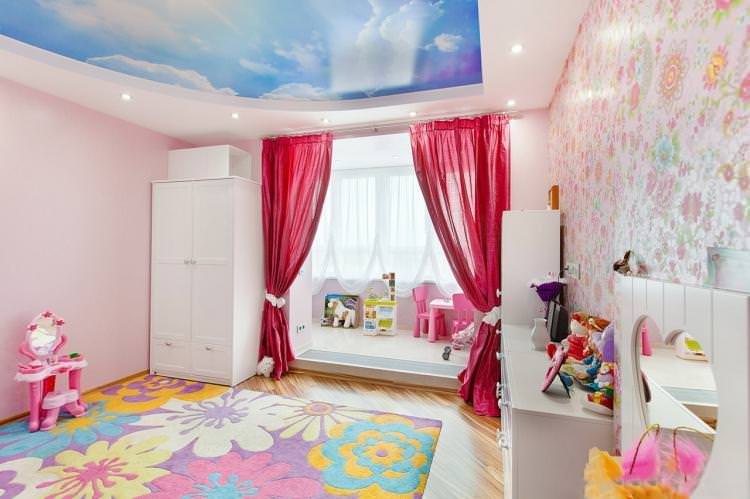 Двохурівневі стелі з гіпсокартону в дитячій кімнаті