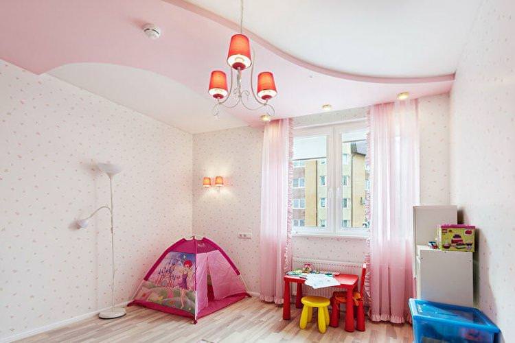 Фігурні стелі з гіпсокартону в дитячій кімнаті