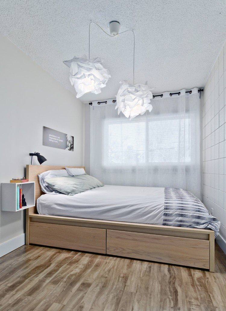 Вузька спальня - дизайн інтер'єру фото