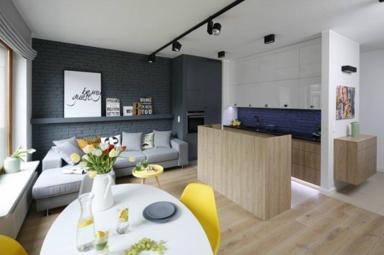 Кухня-вітальня у сучасному стилі - дизайн інтер'єру фото