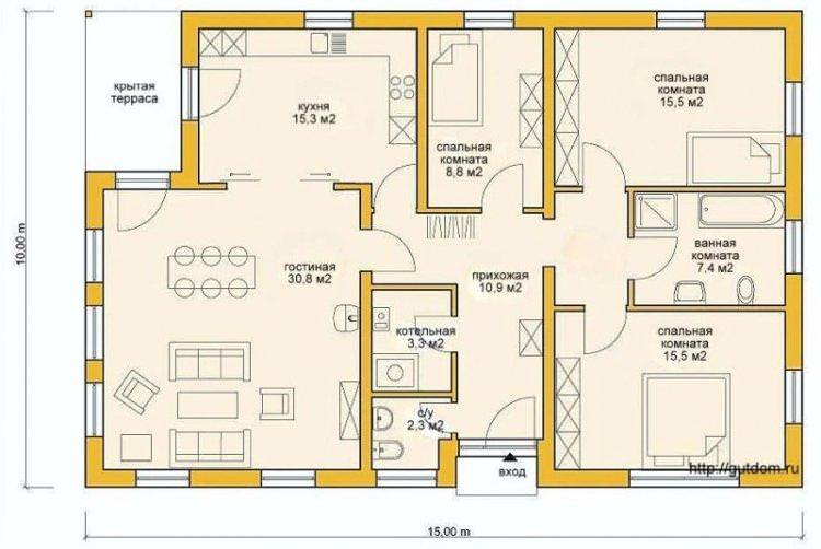 Варіанти планування одноповерхового будинку