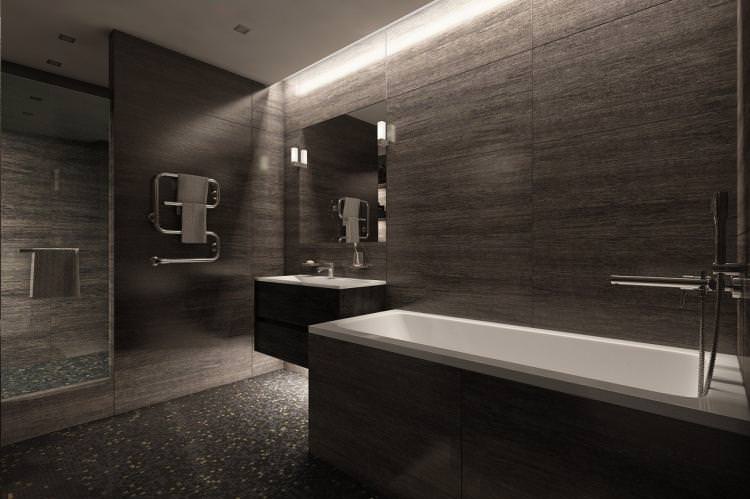 Чорна ванна кімната в сучасному стилі - Дизайн інтер'єру