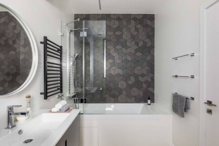 Сіра ванна кімната у скандинавському стилі - Дизайн інтер'єру