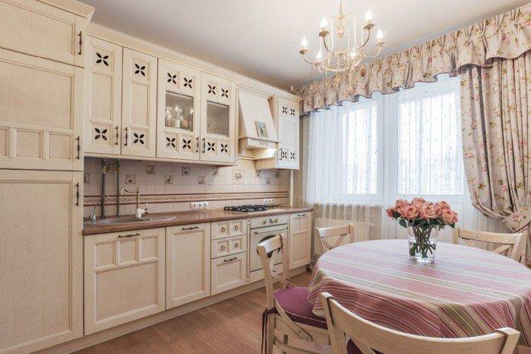 Штори в стилі прованс на кухні - дизайн фото