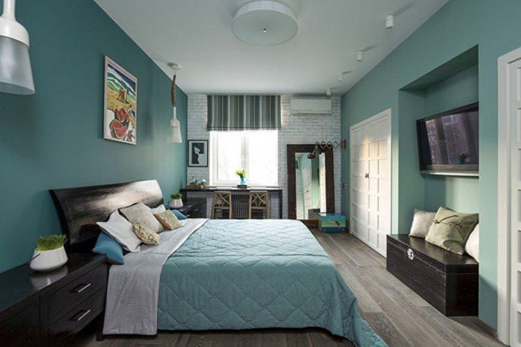 Зелений колір в інтер'єрі спальні - дизайн фото