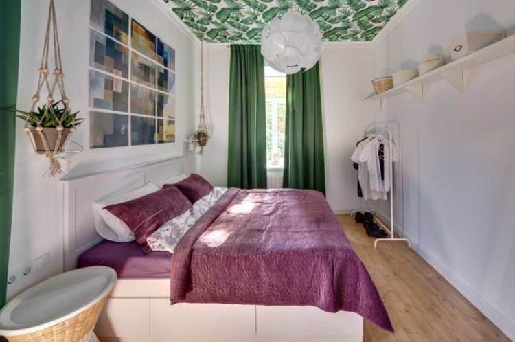 Зелений колір в інтер'єрі спальні - дизайн фото