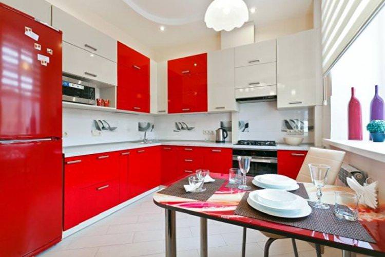 Червоний колір в інтер'єрі кухні - фото
