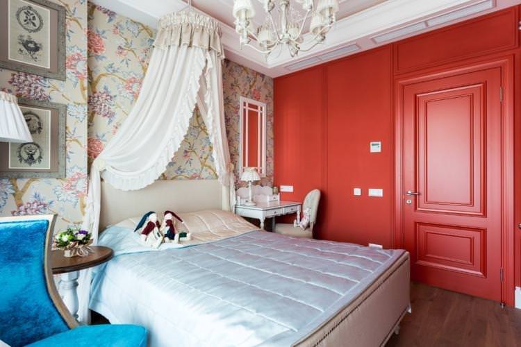 Червоний колір в інтер'єрі спальні - фото