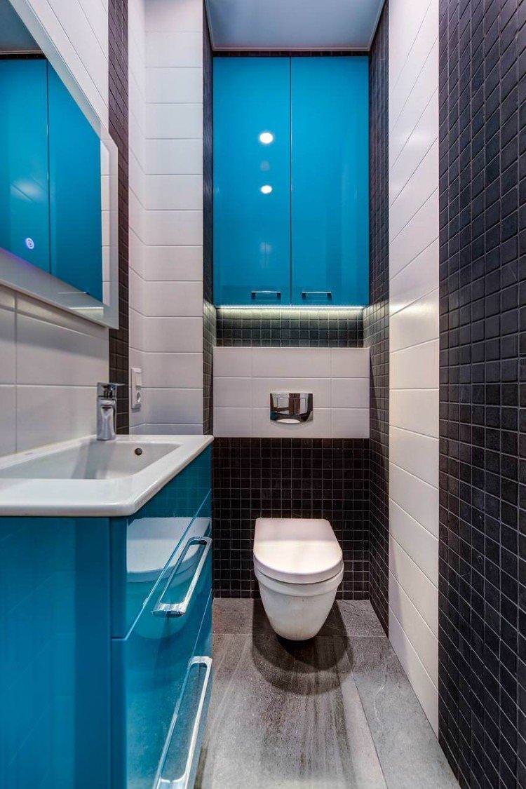 Синій колір в інтер'єрі ванної кімнати - фото