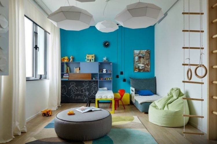 Синій колір в інтер'єрі дитячої кімнати - фото
