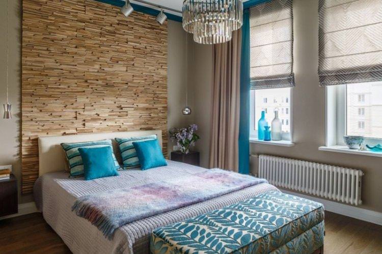 Римські штори у спальні - дизайн інтер'єру фото