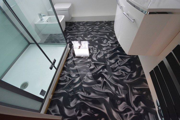 Наливні 3D-підлоги у ванній кімнаті - фото