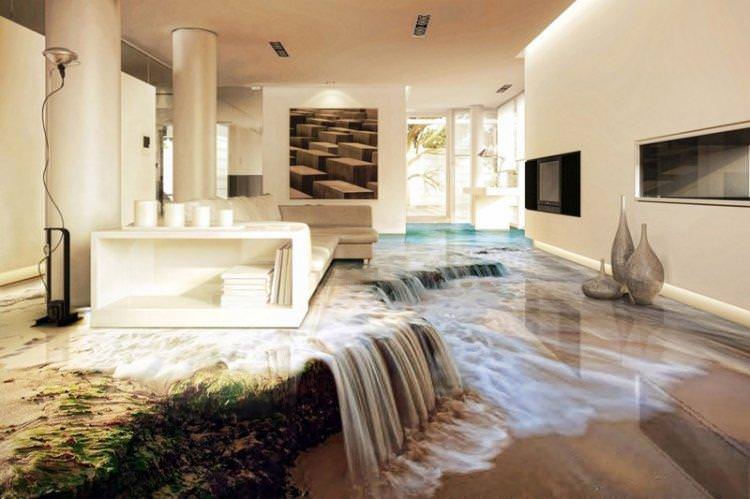 Наливні 3D-підлоги у вітальні - фото