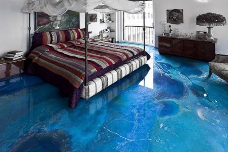 Наливні 3D-підлоги в спальні - фото