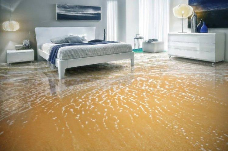 Наливні 3D-підлоги в спальні - фото