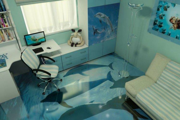 Наливні 3D-підлоги в дитячій кімнаті - фото
