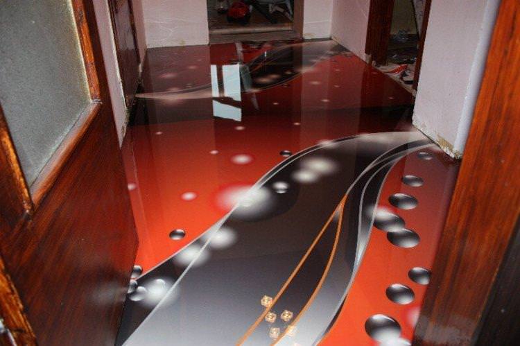 Наливні 3D-підлоги в передпокої та коридорі - фото
