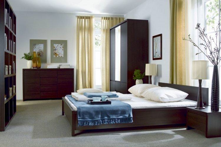Колір венге у спальні - дизайн фото