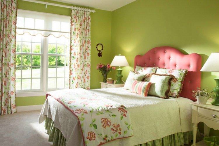 Фісташковий колір у спальні - дизайн фото
