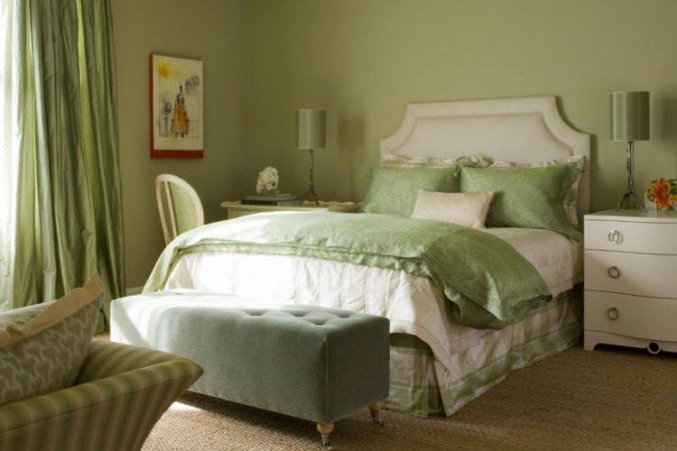Фісташковий колір у спальні - дизайн фото