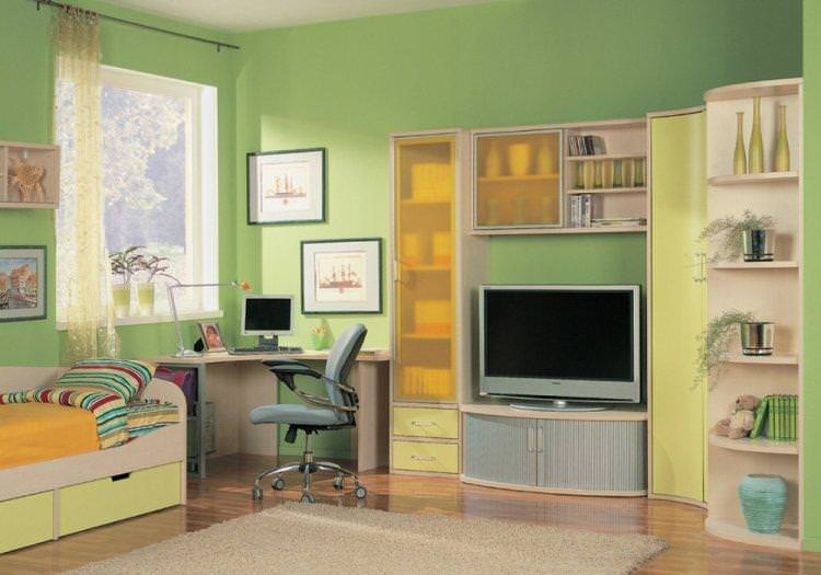 Фістташковий колір у дитячій кімнаті - дизайн фото