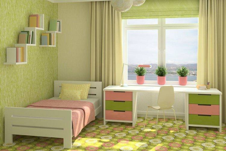 Фісташковий колір у дитячій кімнаті - дизайн фото