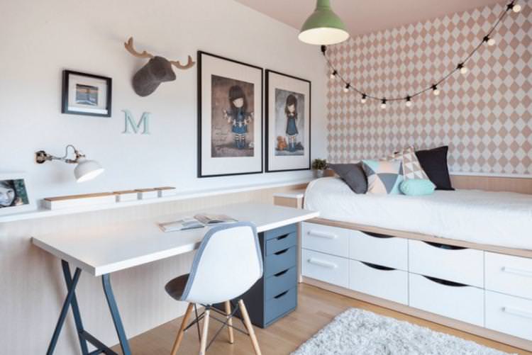Кімната для дівчинки-підлітка у скандинавському стилі - Дизайн інтер'єру