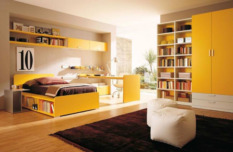 Жовта - Дизайн кімнати для дівчинки-підлітка