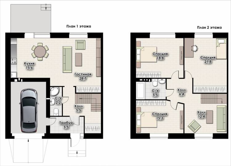 Варіанти планування двоповерхового будинку