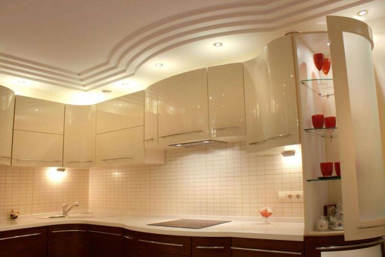 Стеля з гіпсокартону на кухні - ідеї дизайну фото
