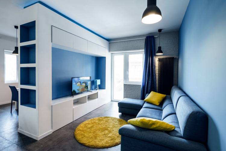 Яскраві акценти - Колірна палітра для однокімнатної квартири 40 кв.м.