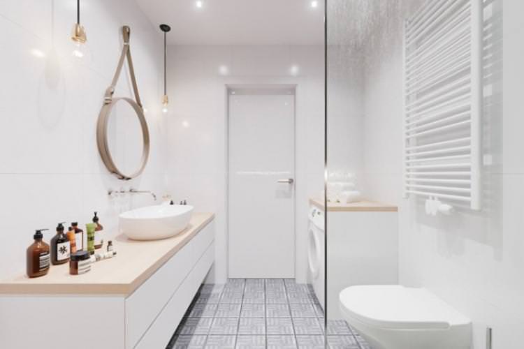 Ванна з душовою кабіною в скандинавському стилі - Дизайн інтер'єру